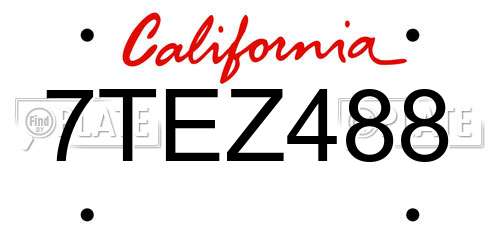 7TEZ488 California License Plate