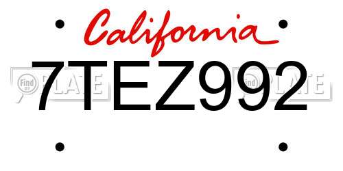 7TEZ992 California License Plate