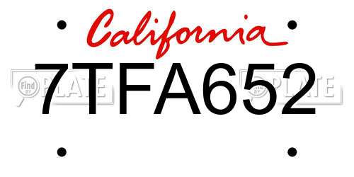 7TFA652 California License Plate