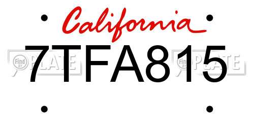 7TFA815 California License Plate