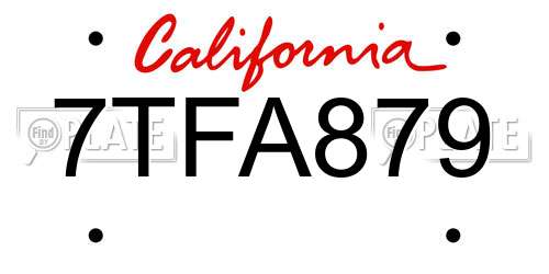 7TFA879 California License Plate