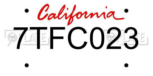 7TFC023 California License Plate