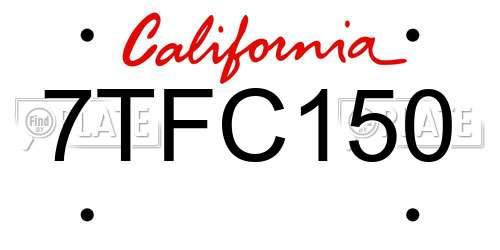 7TFC150 California License Plate