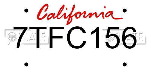 7TFC156 California License Plate