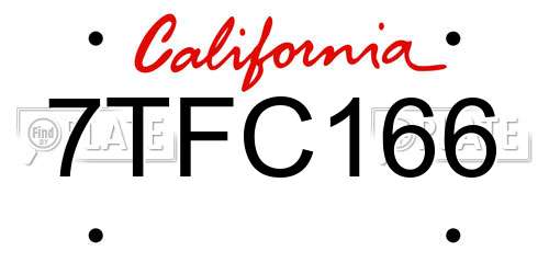 7TFC166 California License Plate