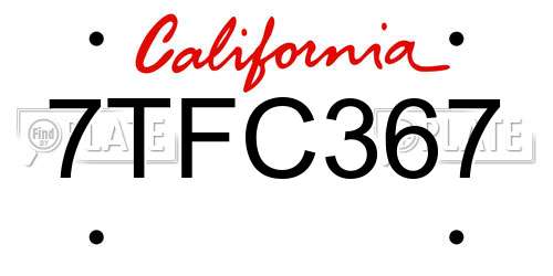7TFC367 California License Plate