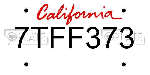 7TFF373 California License Plate