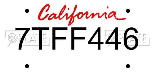 7TFF446 California License Plate
