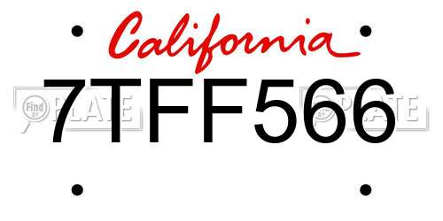 7TFF566 California License Plate