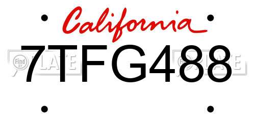 7TFG488 California License Plate