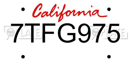 7TFG975 California License Plate