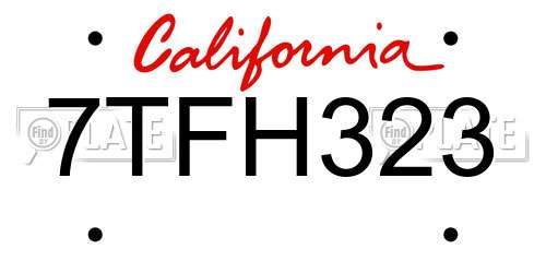 7TFH323 California License Plate