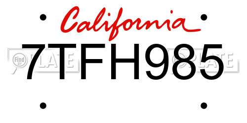 7TFH985 California License Plate