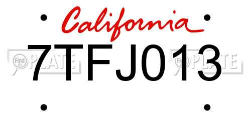 7TFJ013 California License Plate