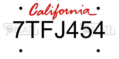7TFJ454 California License Plate