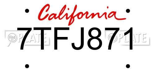 7TFJ871 California License Plate