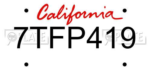 7TFP419 California License Plate