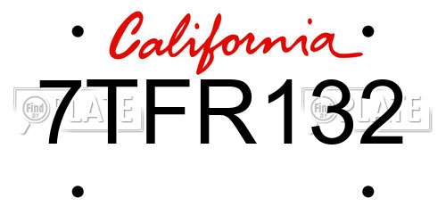 7TFR132 California License Plate
