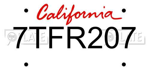 7TFR207 California License Plate