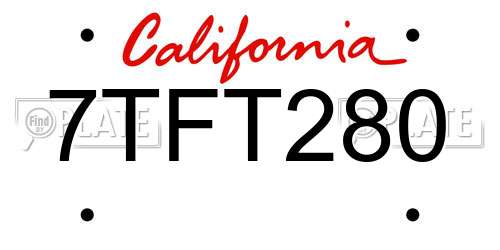 7TFT280 California License Plate