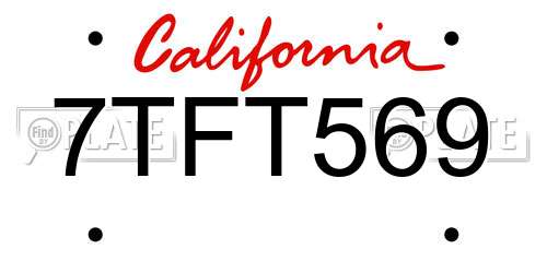 7TFT569 California License Plate