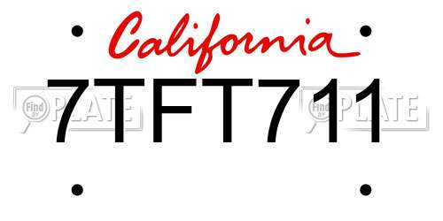 7TFT711 California License Plate