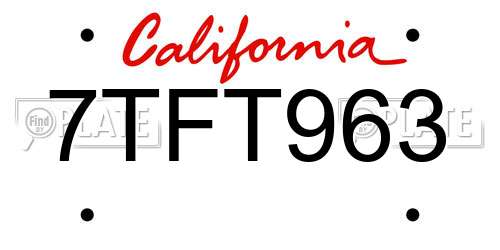 7TFT963 California License Plate