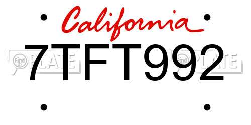 7TFT992 California License Plate