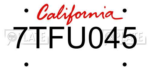 7TFU045 California License Plate