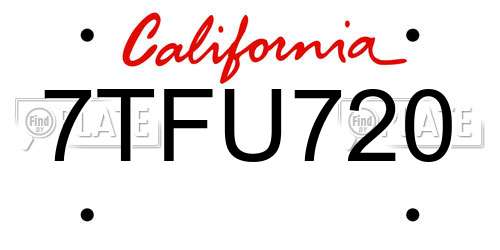 7TFU720 California License Plate