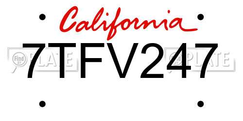 7TFV247 California License Plate