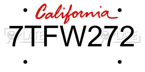7TFW272 California License Plate