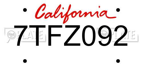 7TFZ092 California License Plate