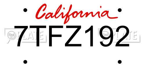 7TFZ192 California License Plate