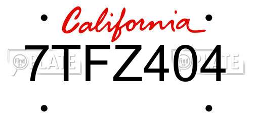 7TFZ404 California License Plate