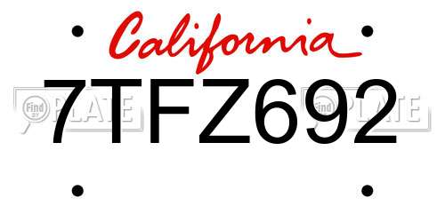 7TFZ692 California License Plate