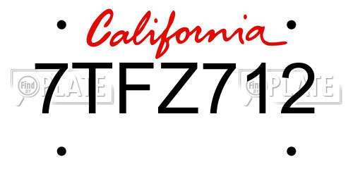 7TFZ712 California License Plate