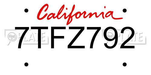 7TFZ792 California License Plate