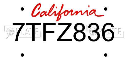 7TFZ836 California License Plate