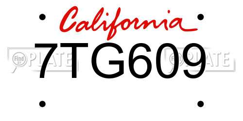 7TG609 California License Plate