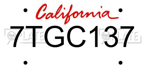 7TGC137 California License Plate