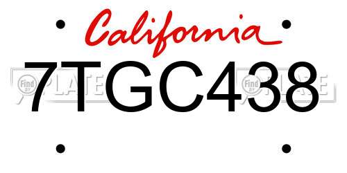 7TGC438 California License Plate