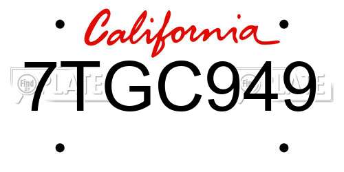 7TGC949 California License Plate