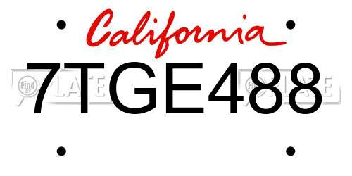 7TGE488 California License Plate