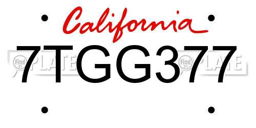 7TGG377 California License Plate