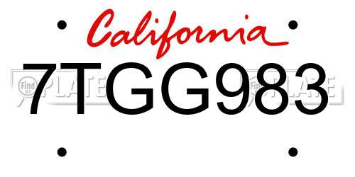 7TGG983 California License Plate