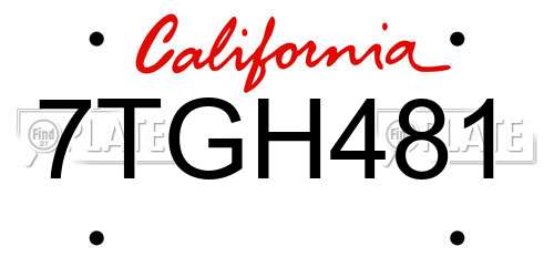 7TGH481 California License Plate