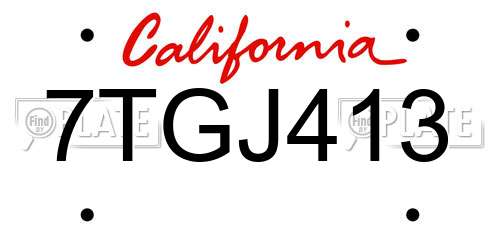 7TGJ413 California License Plate
