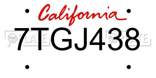 7TGJ438 California License Plate