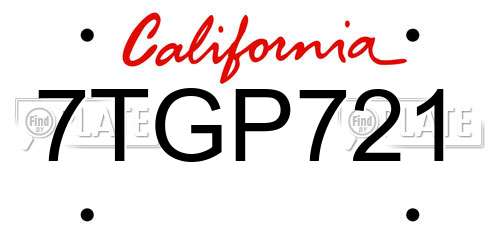 7TGP721 California License Plate